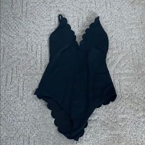 Black scallop one piece